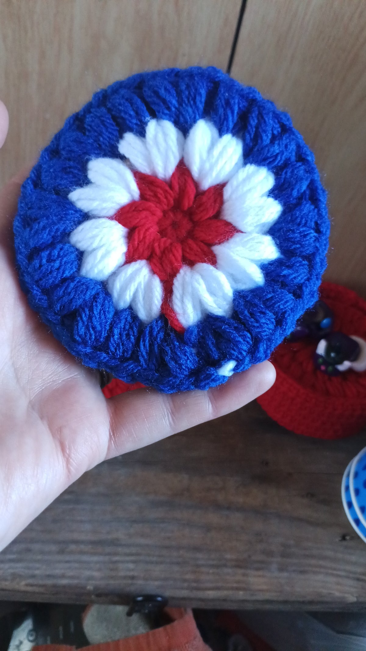 FREE SHIPPING - The Royal Rosette Crochet Set - 4 coasters and their basket