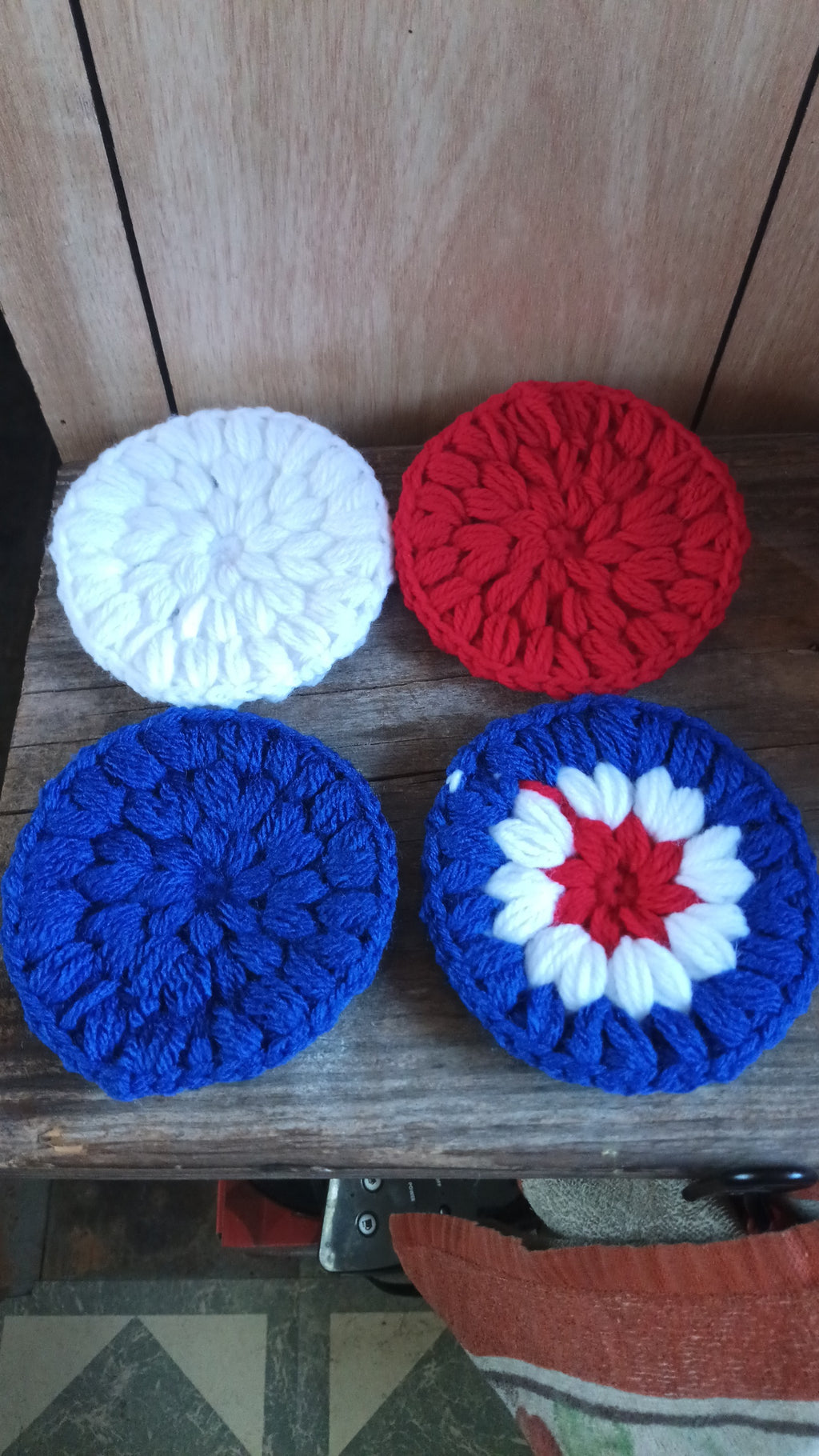 FREE SHIPPING - The Royal Rosette Crochet Set - 4 coasters and their basket