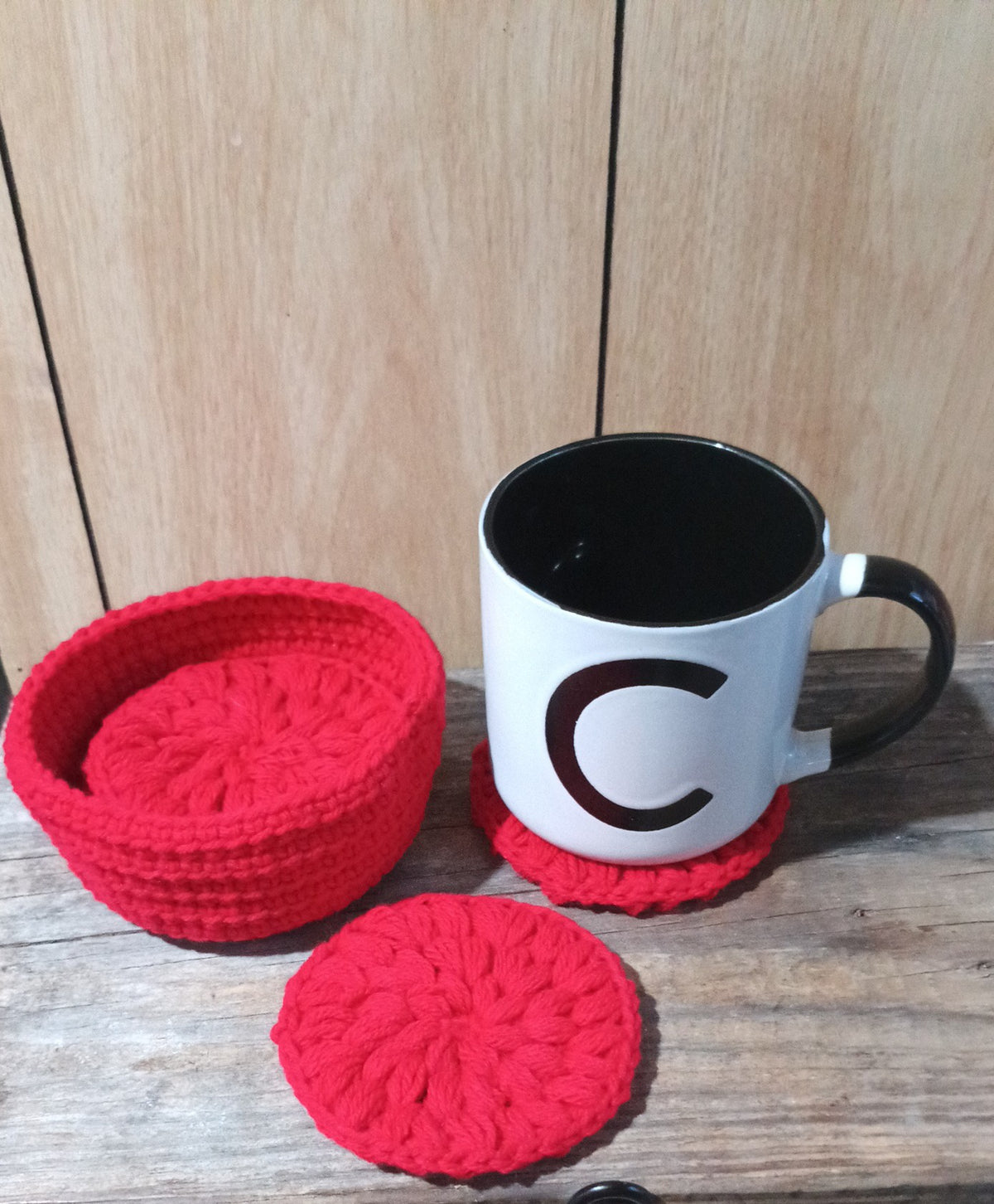 FREE SHIPPING - The Royal Rosette Crochet Set - 4 coasters and their basket