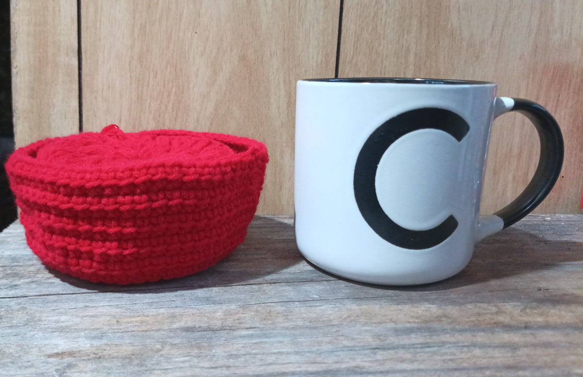 FREE SHIPPING - The Royal Rosette Crochet Set - 4 coasters and their basket