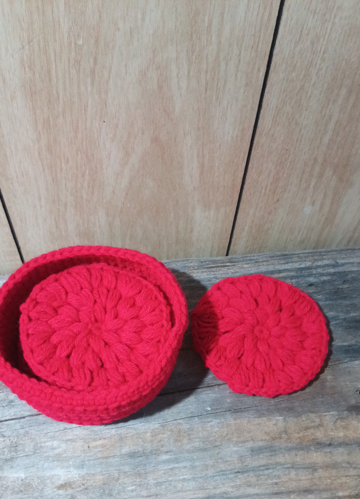 FREE SHIPPING - The Royal Rosette Crochet Set - 4 coasters and their basket