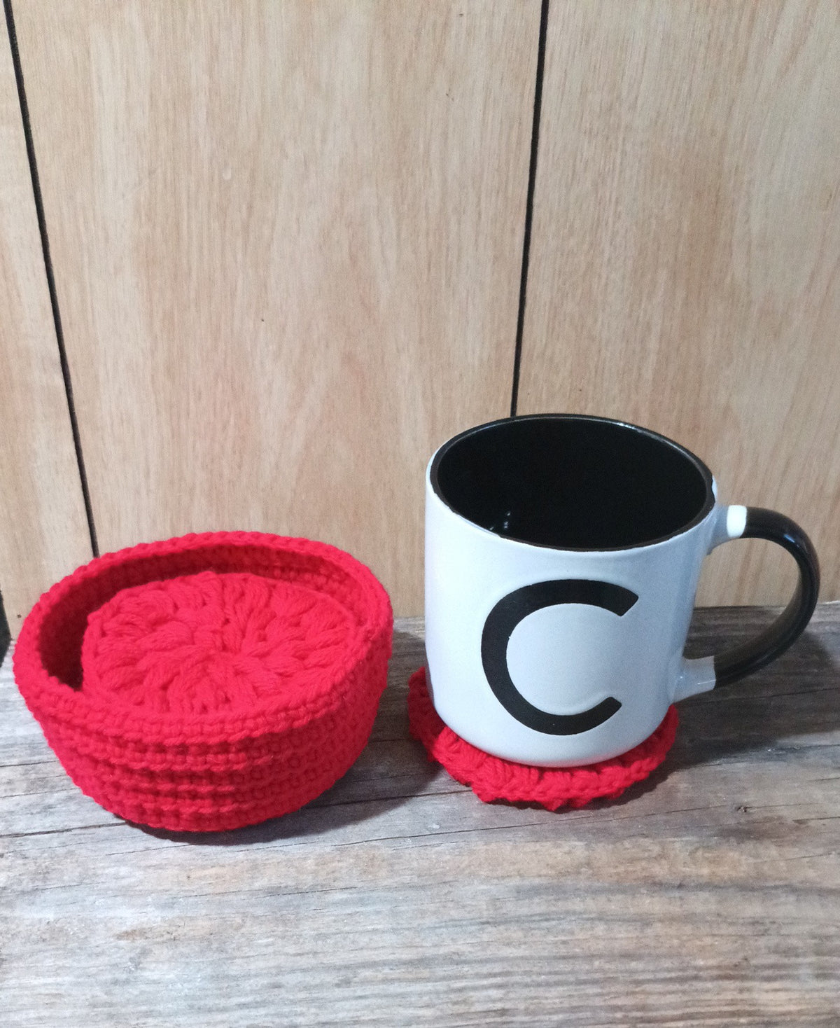 FREE SHIPPING - The Royal Rosette Crochet Set - 4 coasters and their basket